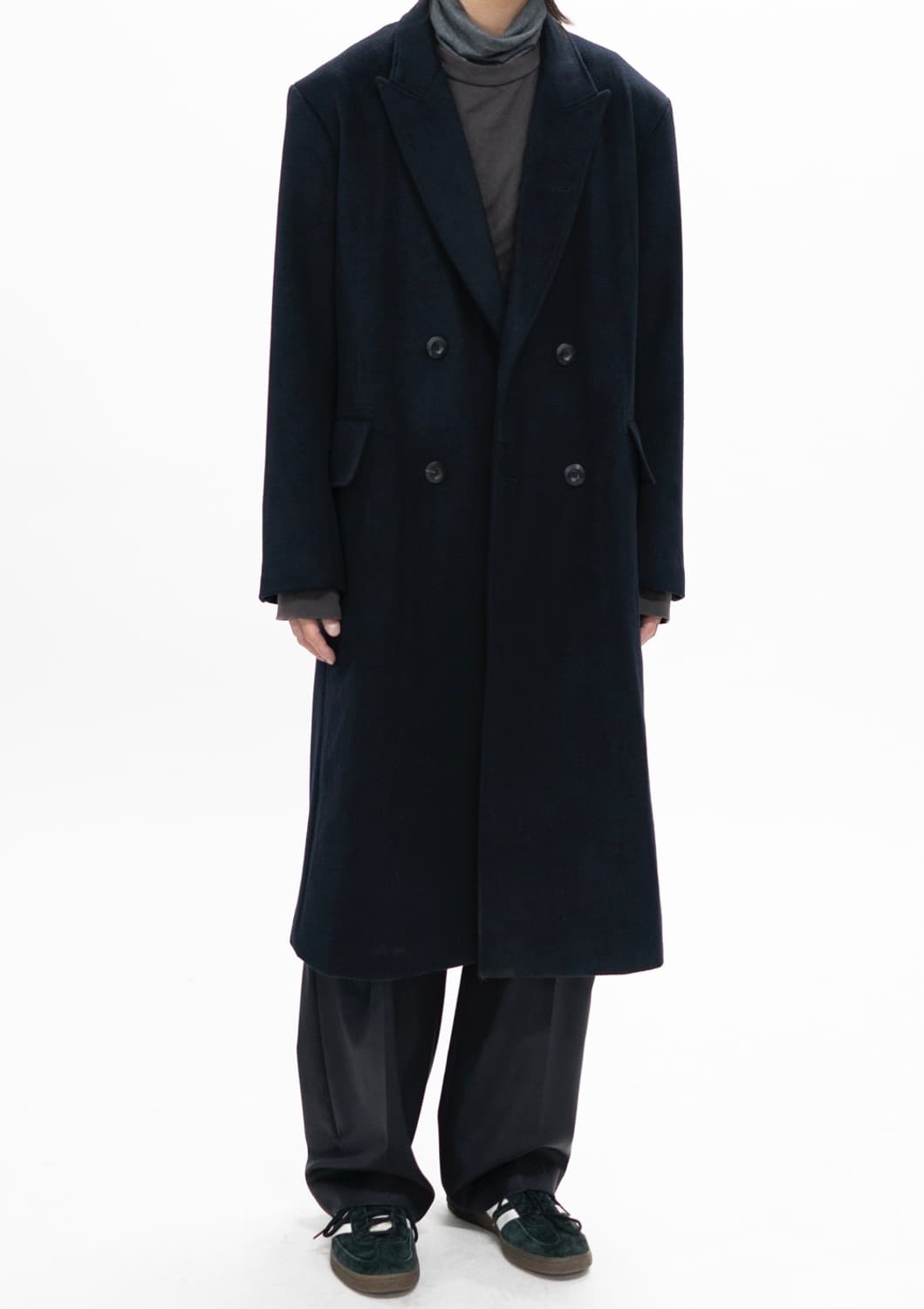 [3] 폴리테루 더블 브레스티드 코트 다크네이비 새상품 상품이미지1
