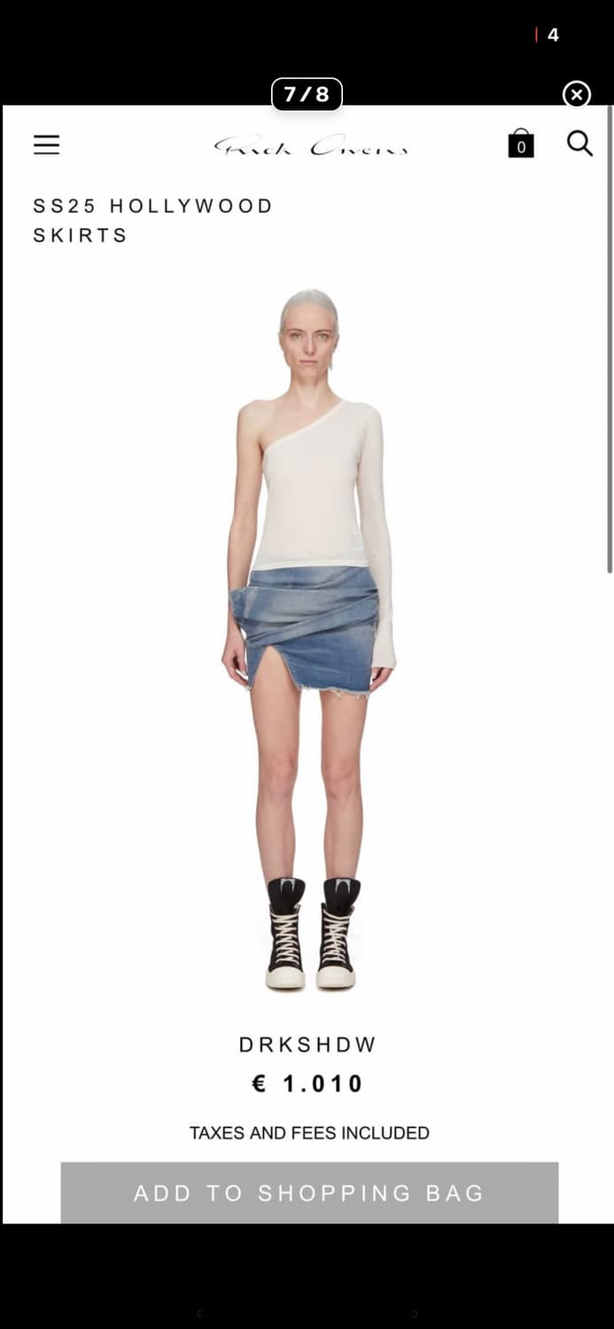 릭오웬스 다크쉐도우 25ss 드레이프 데님 미니 스커트 상품이미지6