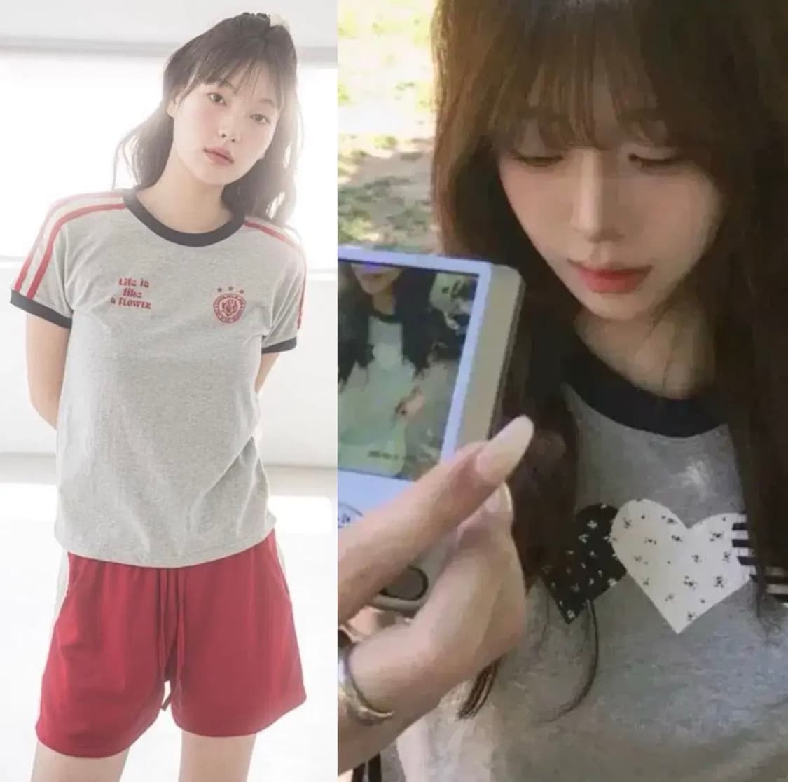 (새상품 일괄)해비즘 llf그레이 티셔츠/ 로긴앤로지 하트 티셔츠 상품이미지1