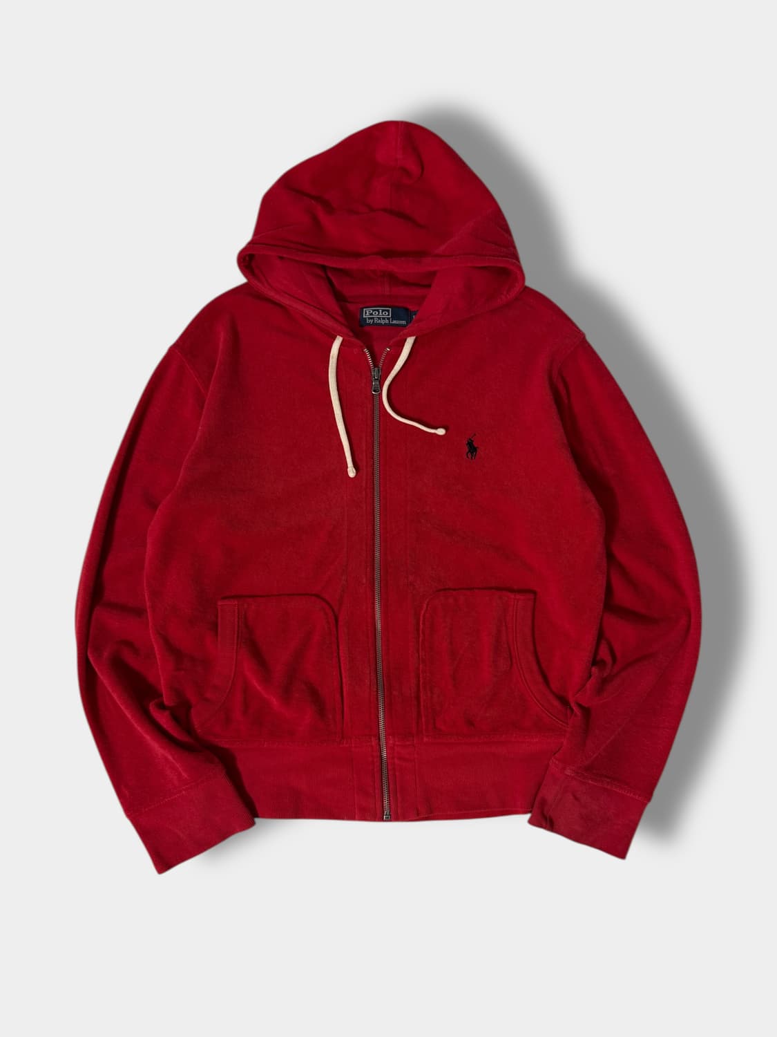 폴로 랄프로렌 루즈핏 00‘s 딥레드 테리 후드집업 상품이미지1