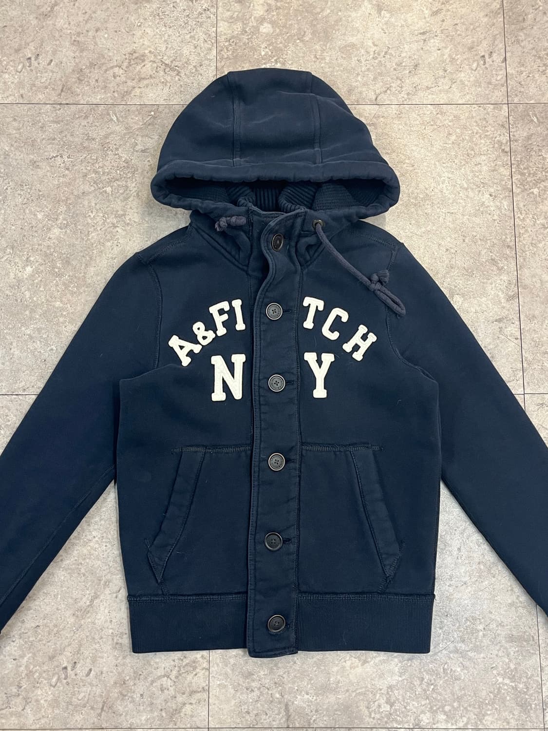 아베크롬비 버튼 기모 후드집업 네이비 S #csz3680 상품이미지5