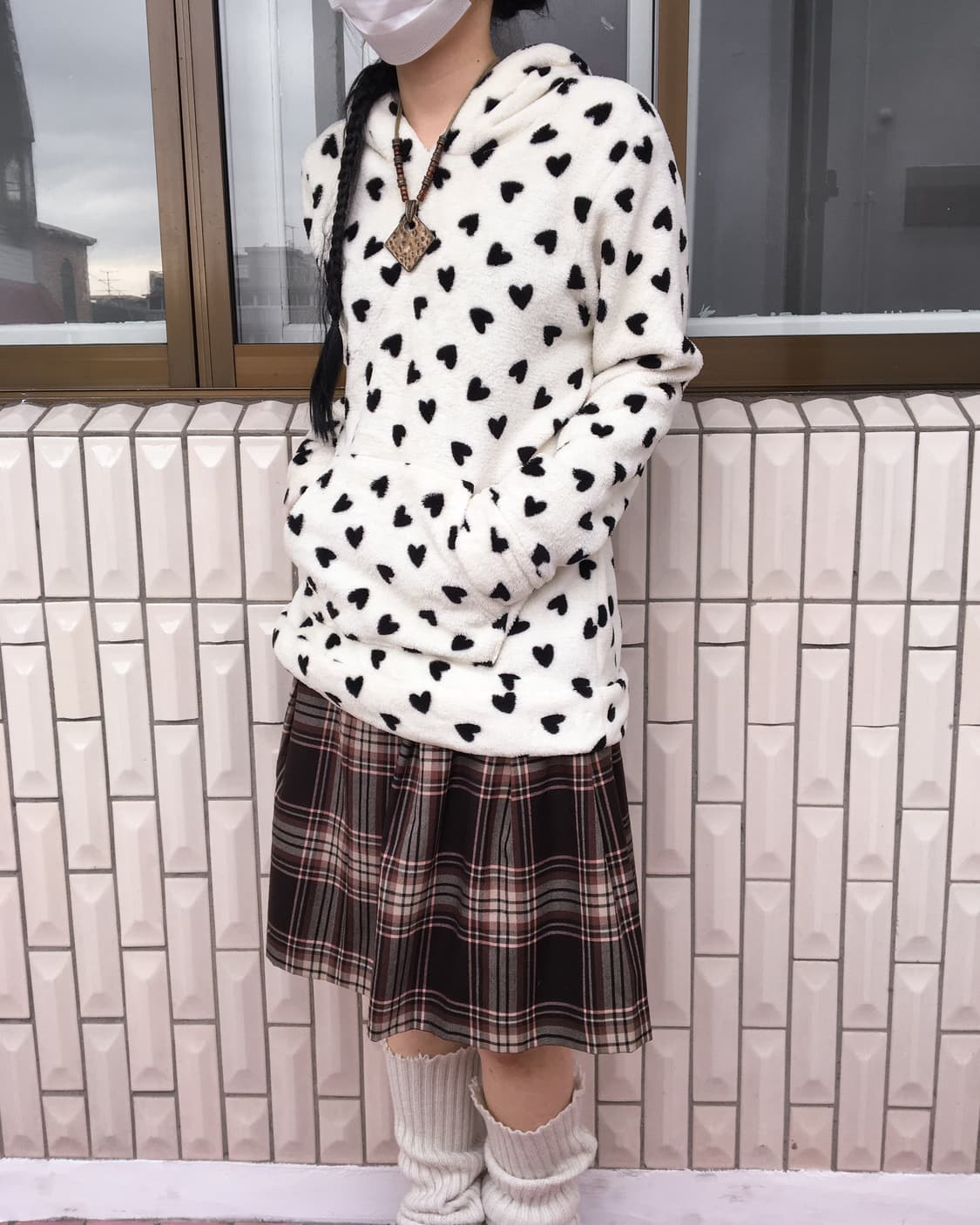 Heart pattern fleece hood 상품이미지5