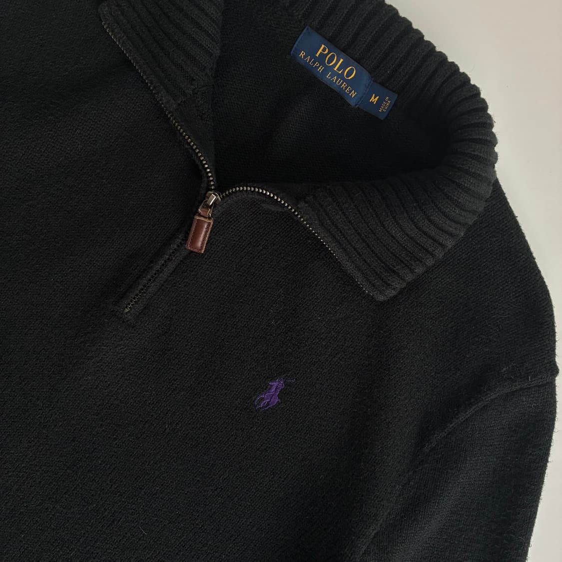 Polo  폴로 랄프로렌 신형 코튼 블랙 반집업 니트 상품이미지2