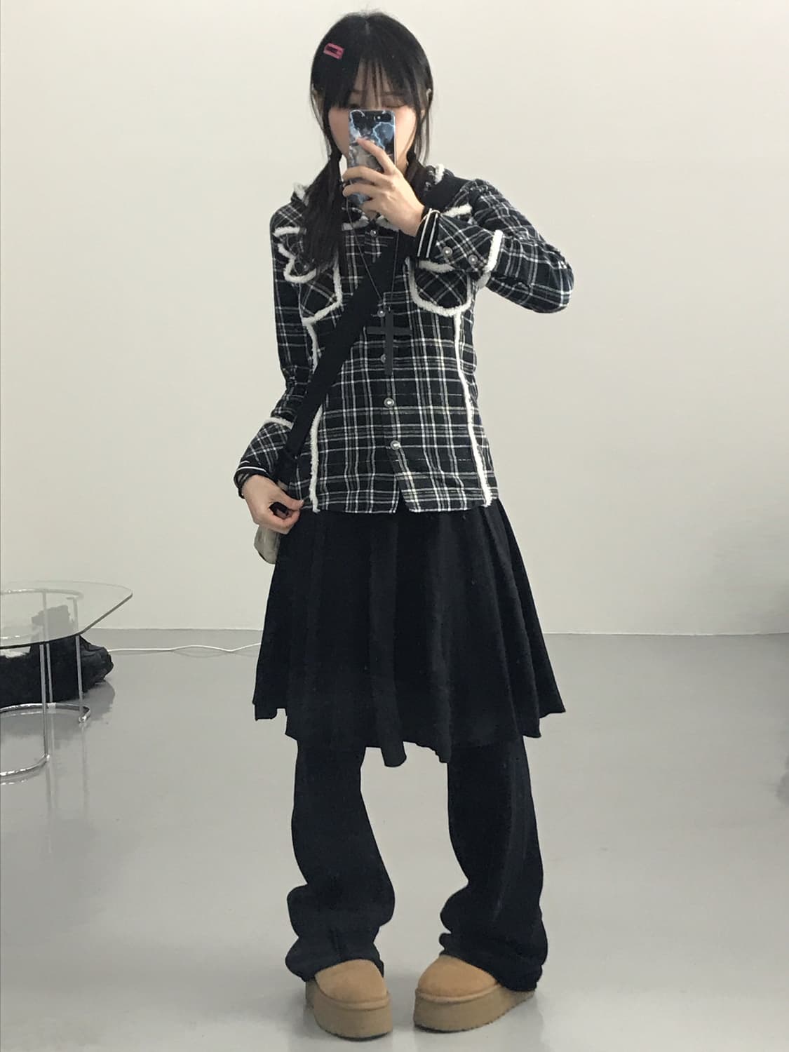 Jpn Checked Shirts Hoodie 상품이미지1