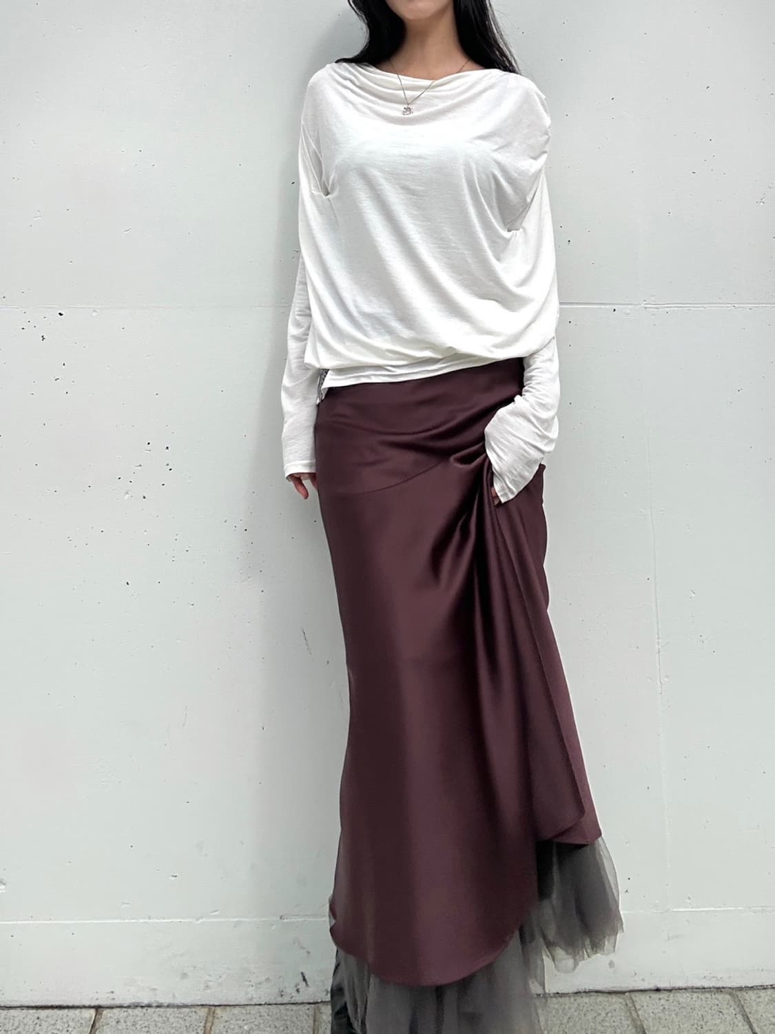 Elegance drape tencel top / white 상품이미지3