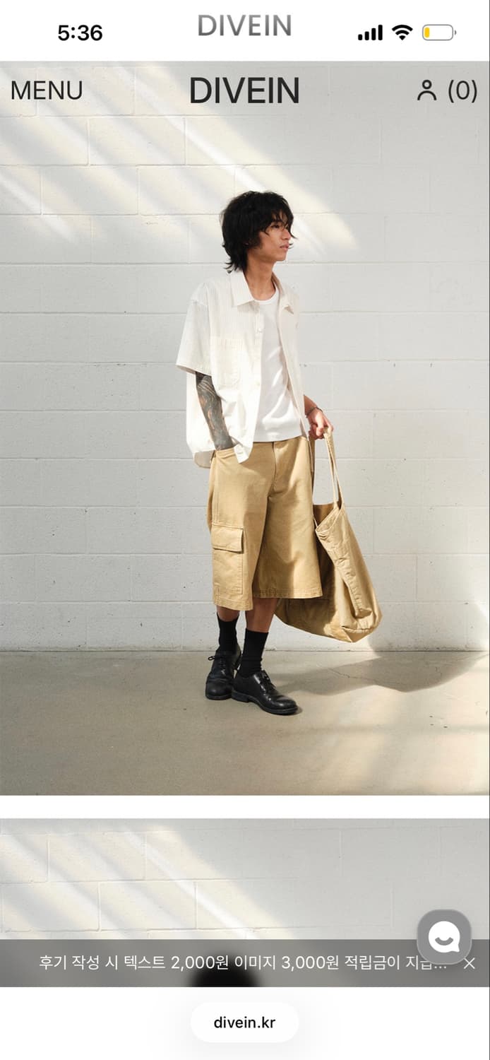 Divein Cargo Burmuda Pants 0 size 상품이미지2