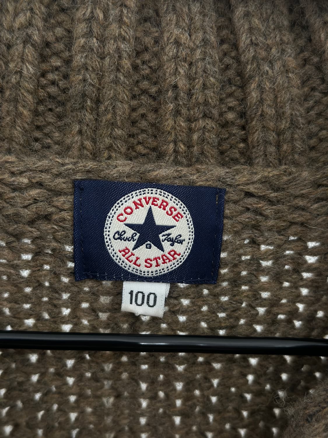 컨버스 브라운 빅로고 헤비 울 니트집업 상품이미지4