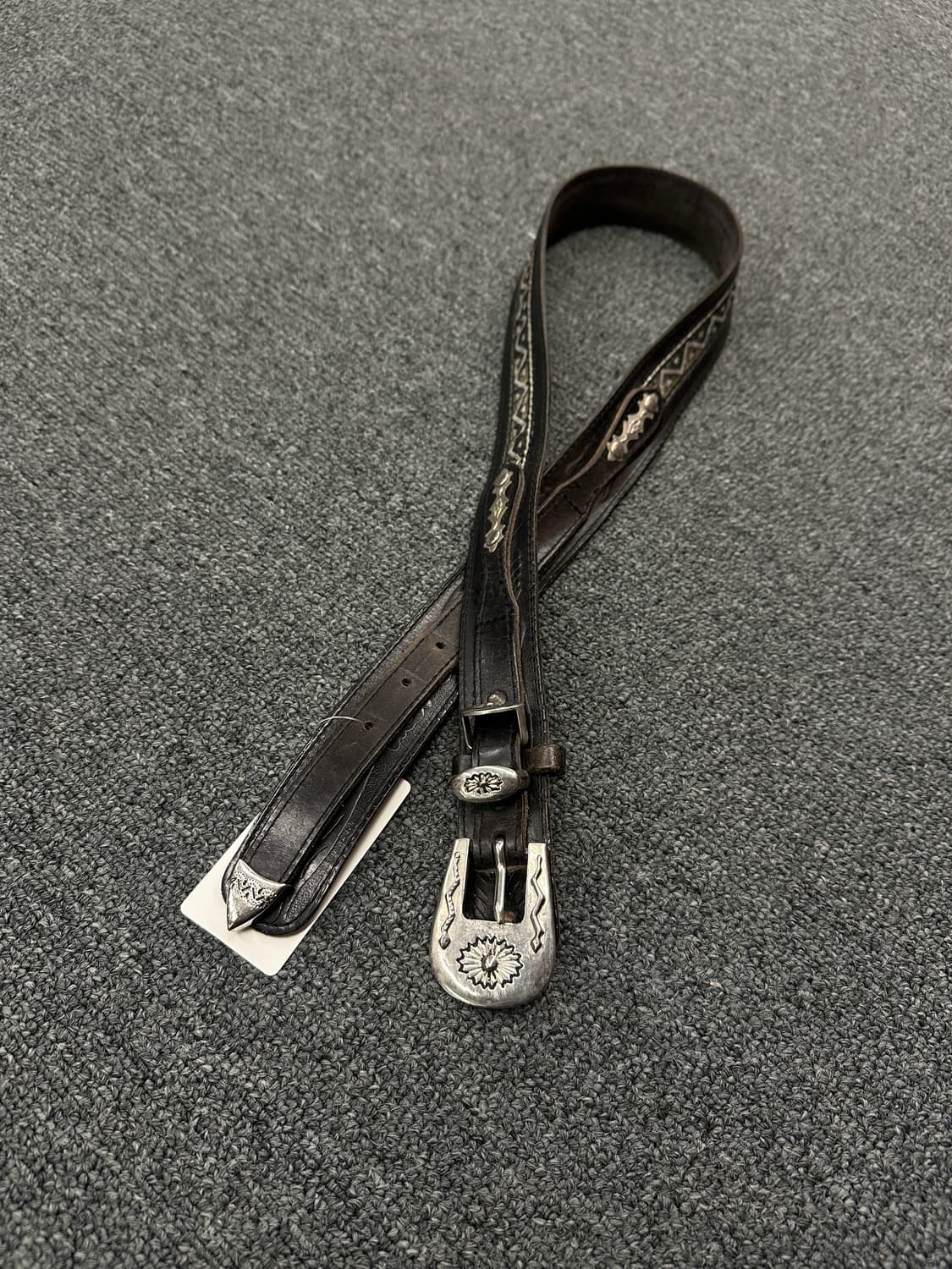 빈티지 웨스턴 블랙 가죽벨트 상품이미지1