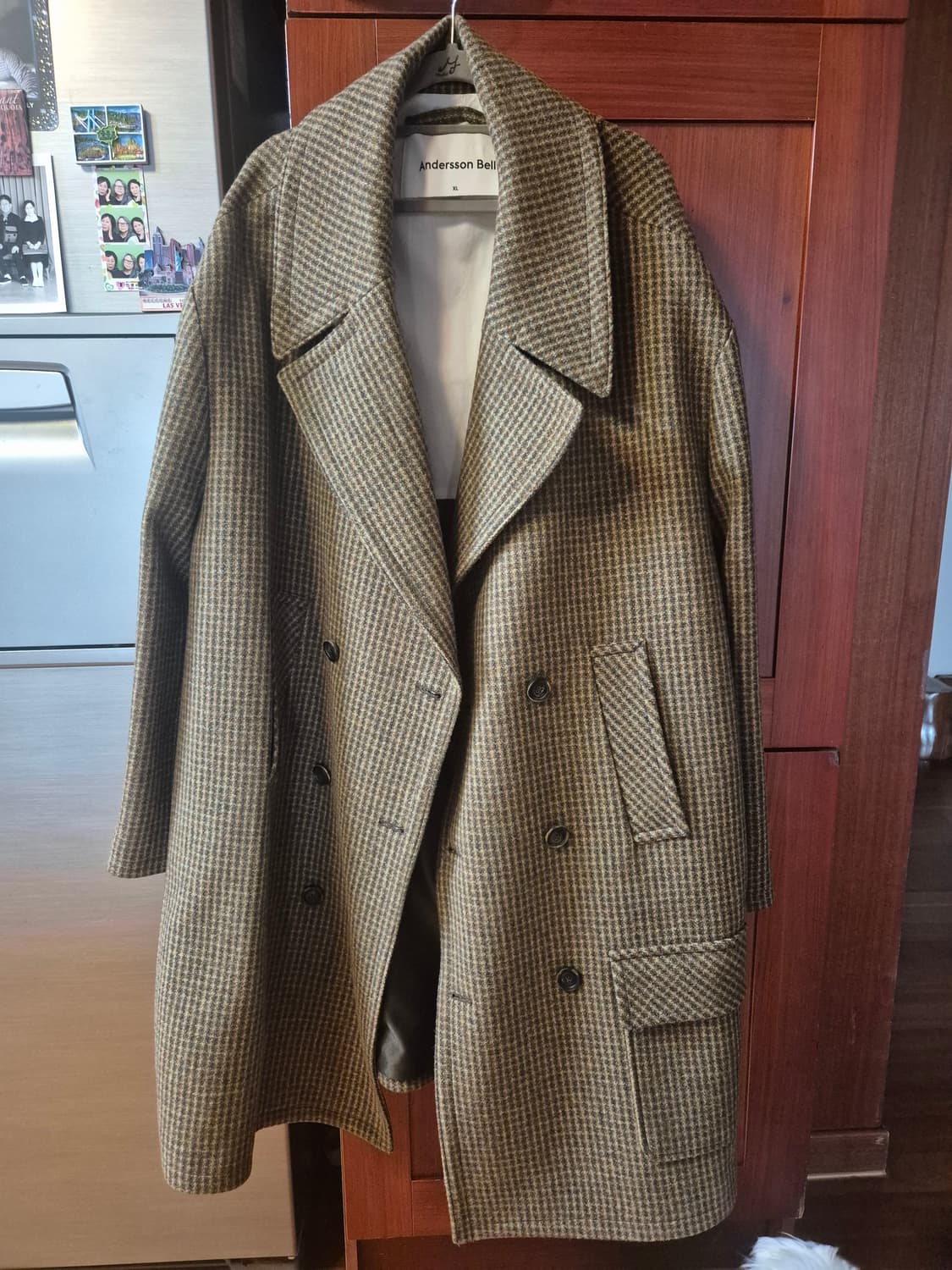 앤더슨벨 울 더블 브레스티드 체크코트 상품이미지1