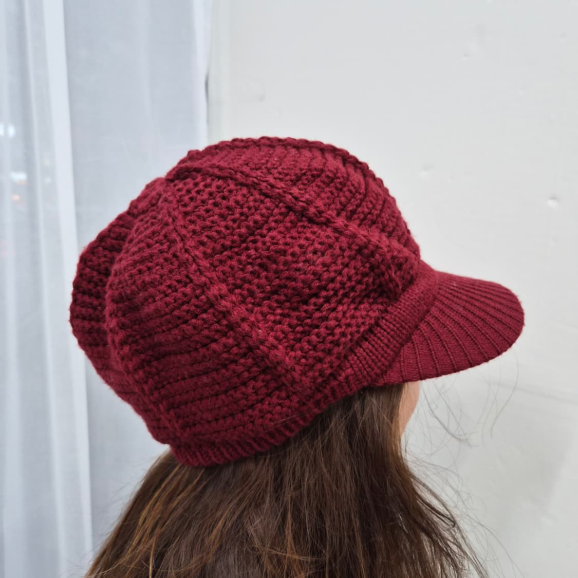 버건디 니트 챙모자 상품이미지1