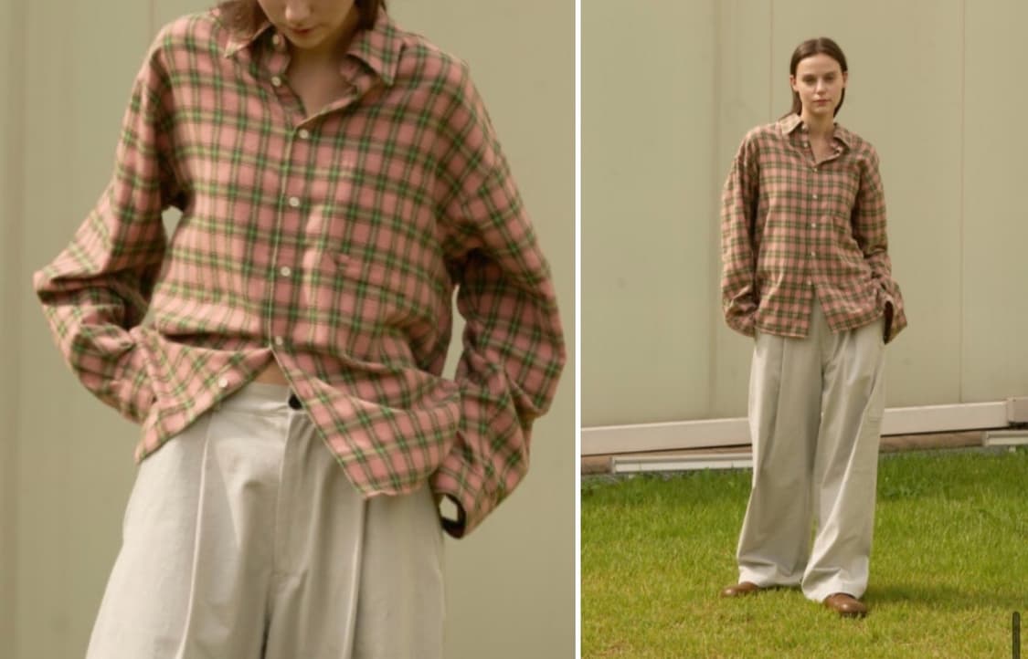 웨이비니스 핑크 멜론 체크 셔츠 2size 상품이미지1