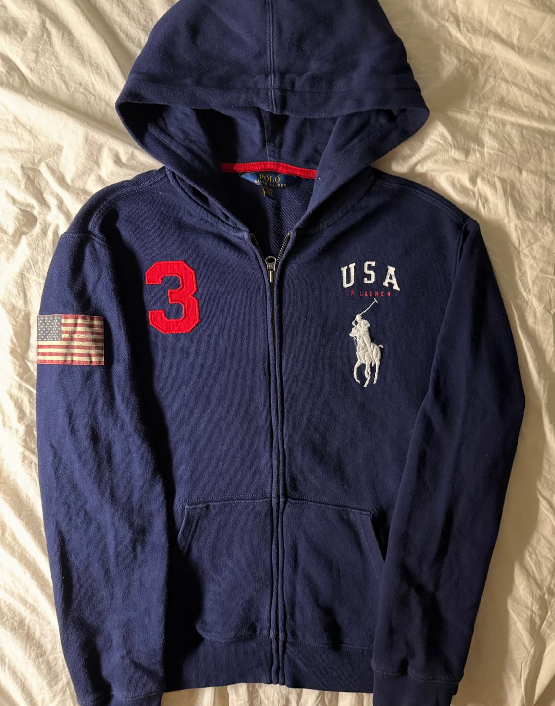 폴로 빅포니 성조기 후드집업 네이비 S 상품이미지2