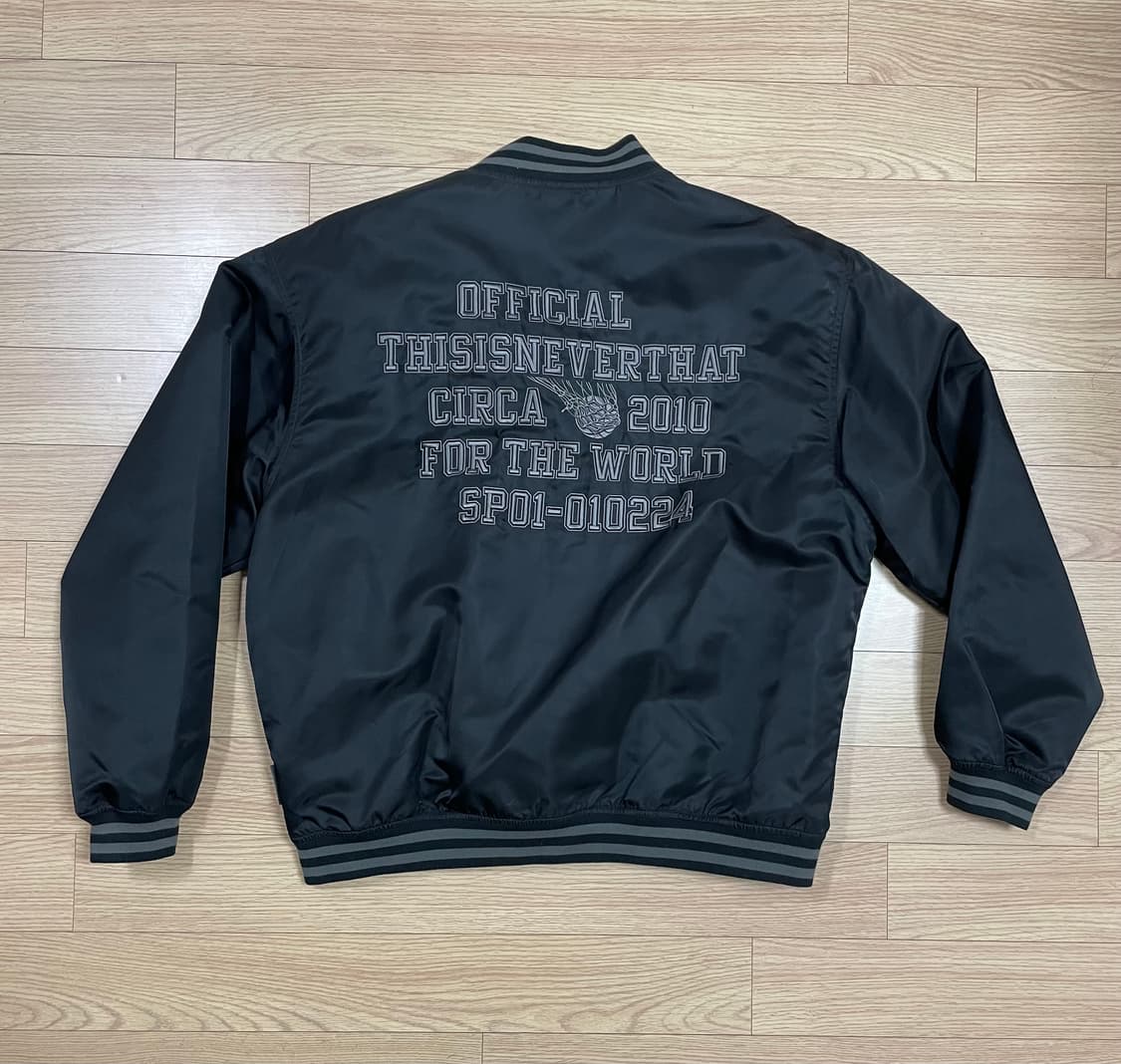 디스이즈네버댓 사틴 바시티 자켓 블랙 L 상품이미지3