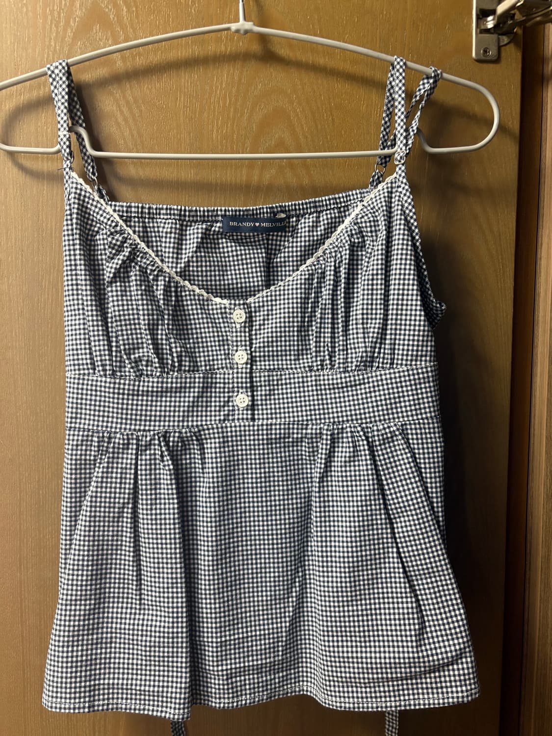 Brandy Melville 체크 슬리브리스 블라우스 상품이미지2