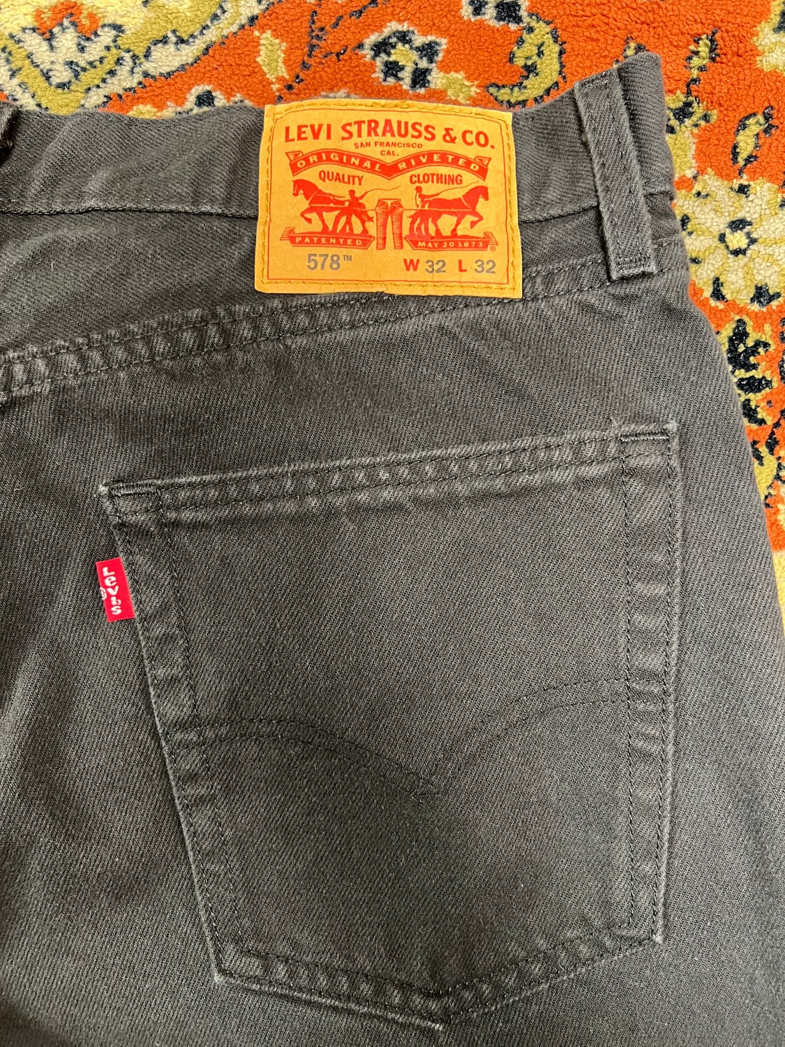 [32] 리바이스 빈티지 578 워시드 블랙 흑청 데님팬츠 상품이미지4
