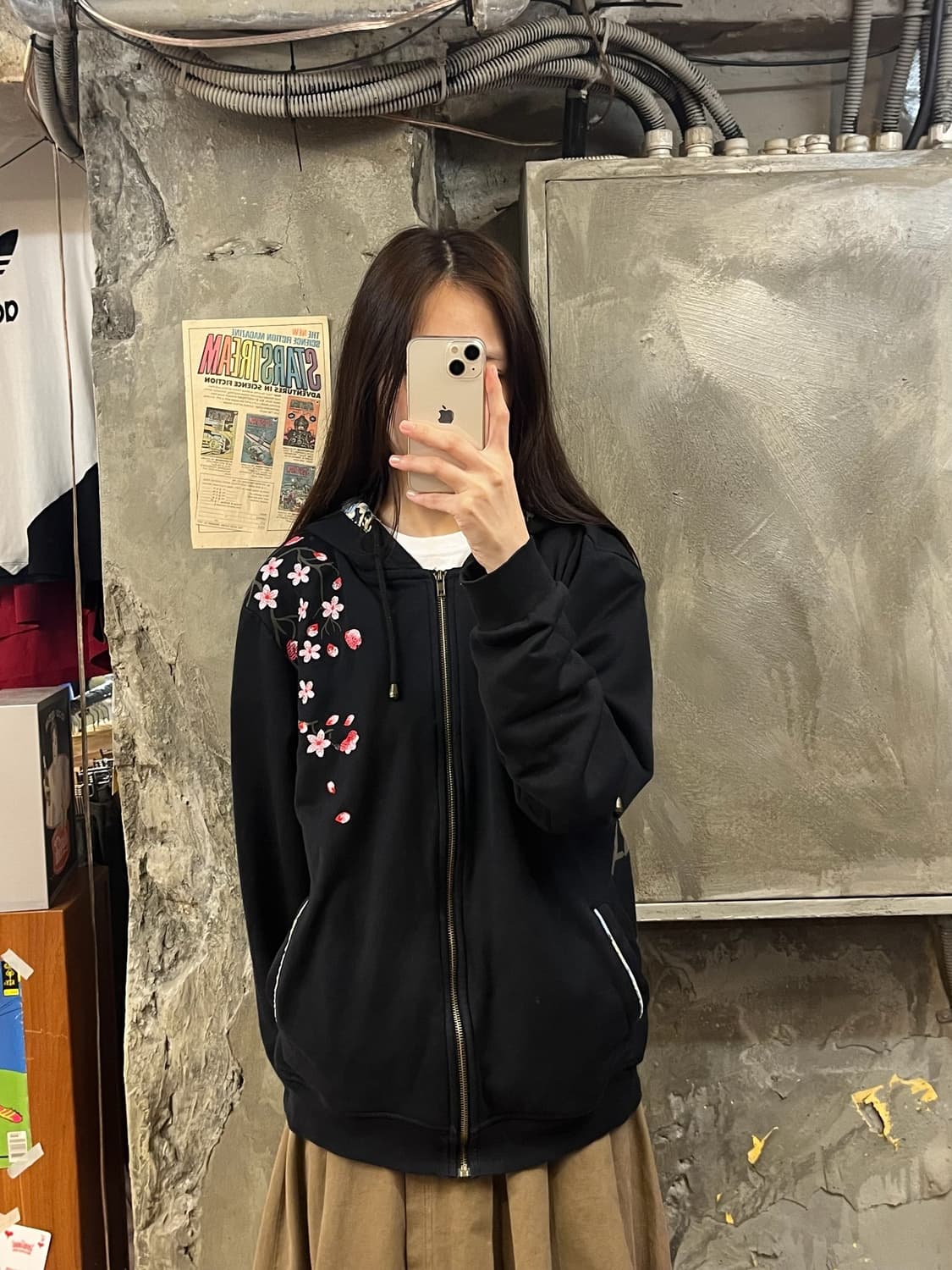 빈티지 자수 후드집업 블랙 2XL #csz588 상품이미지2