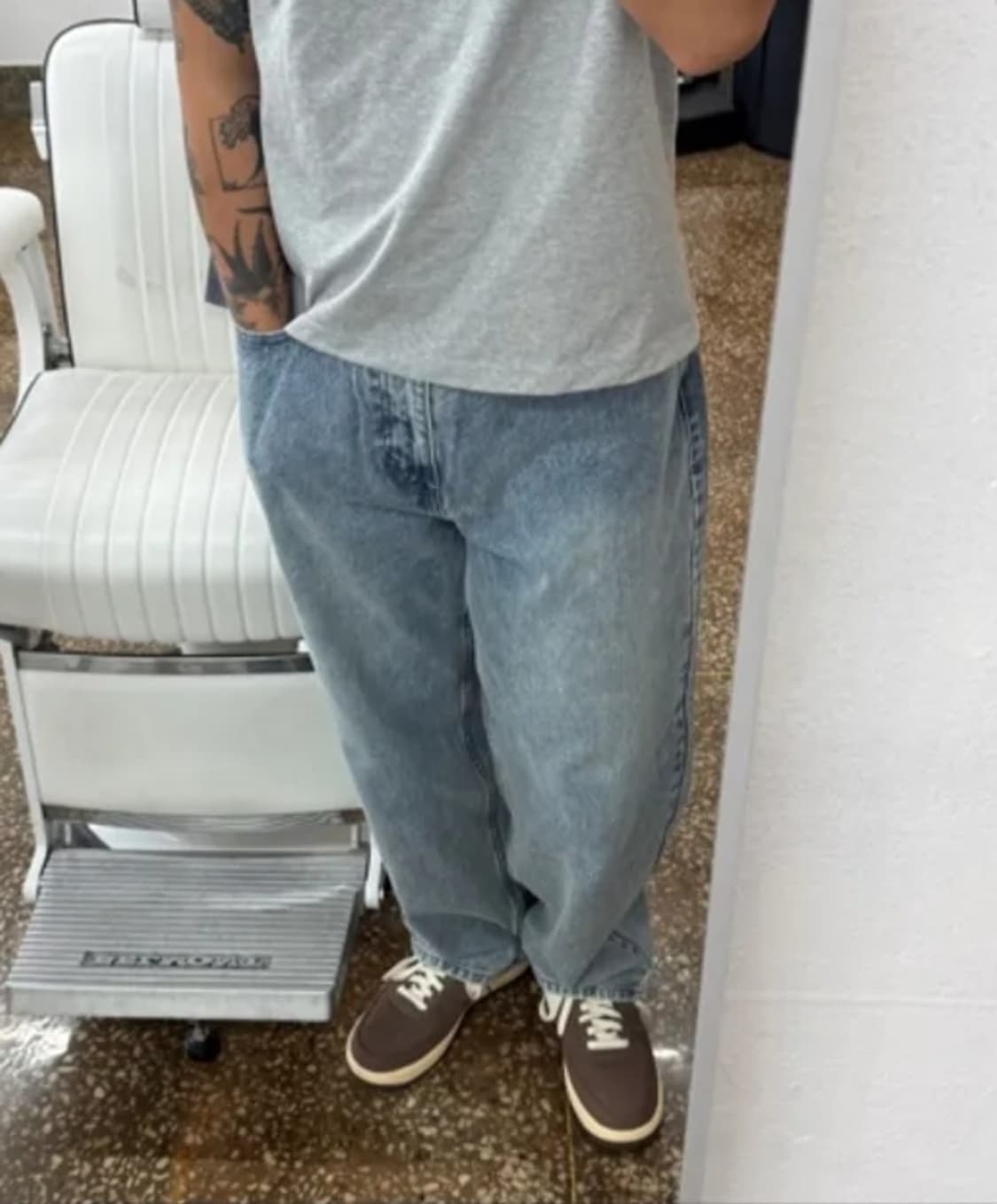 (새상품 L) 디스이즈네버댓 릴랙스드 진 데님 팬츠 워시드 블루 연청 상품이미지2