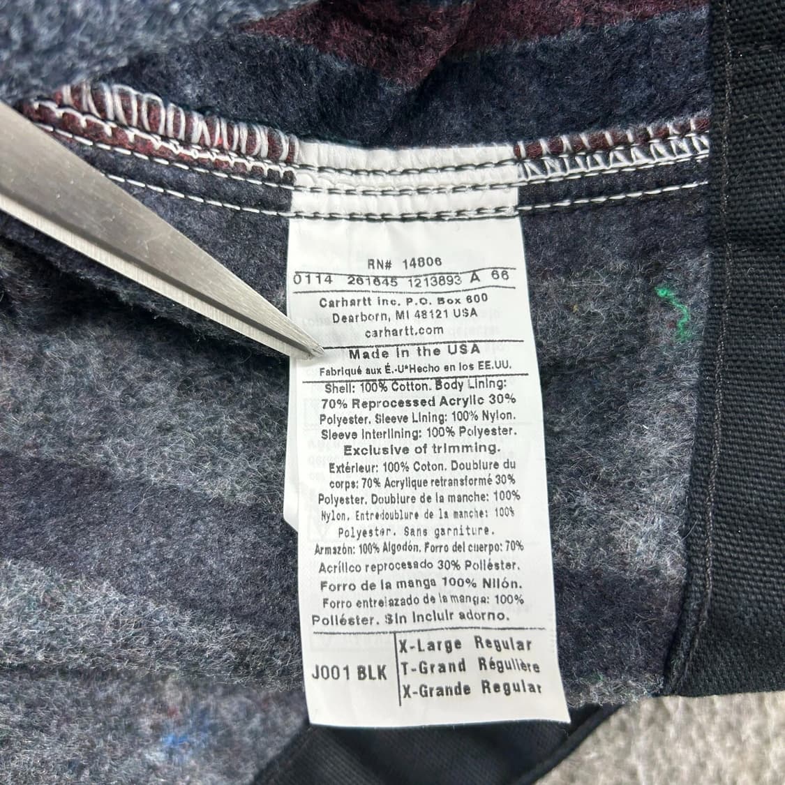 칼하트 J001 블랭킷 자켓 블랙 상품이미지7
