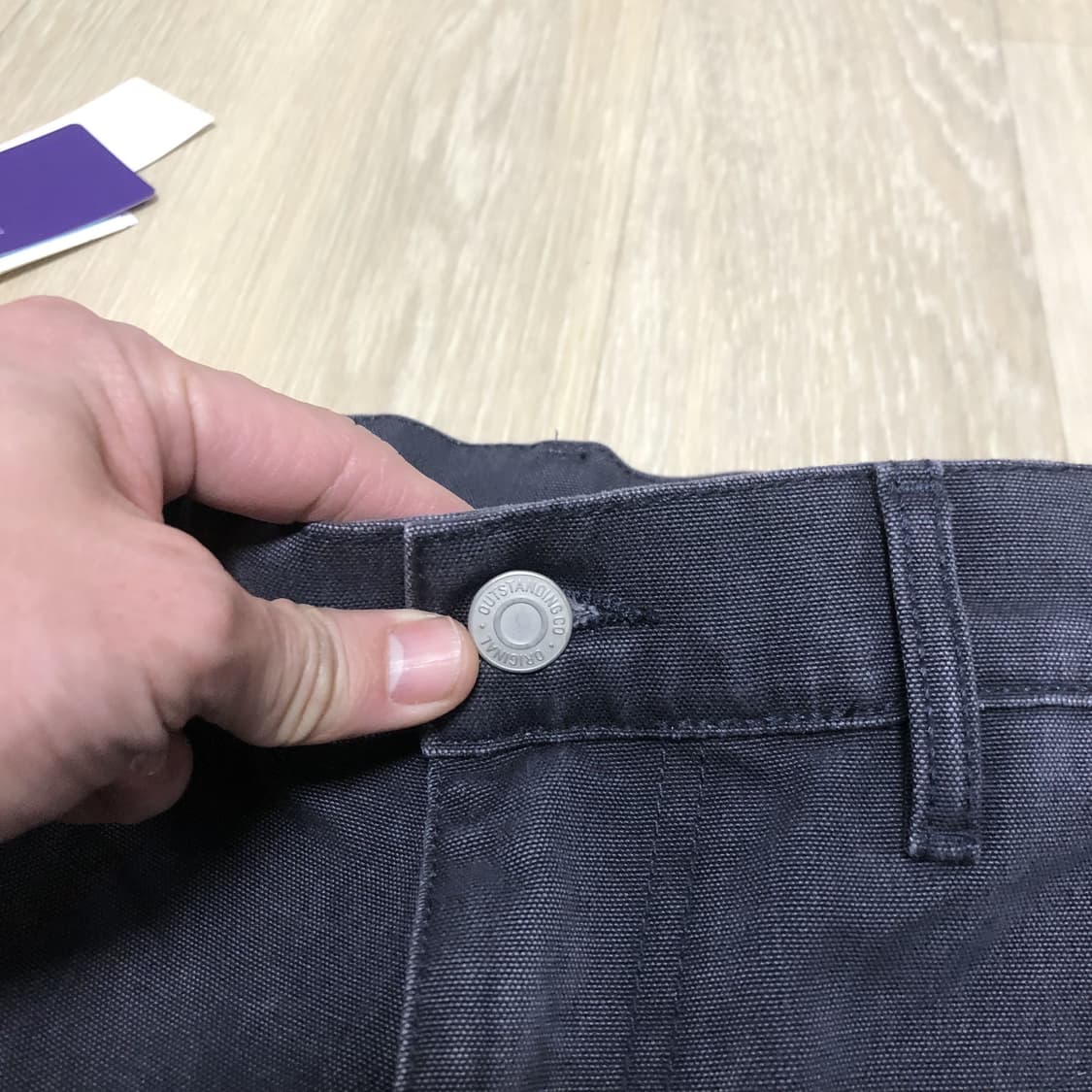 (34) 새상품 아웃스탠딩 캔버스 카펜터 더블니 쇼츠 반바지 차콜 상품이미지4