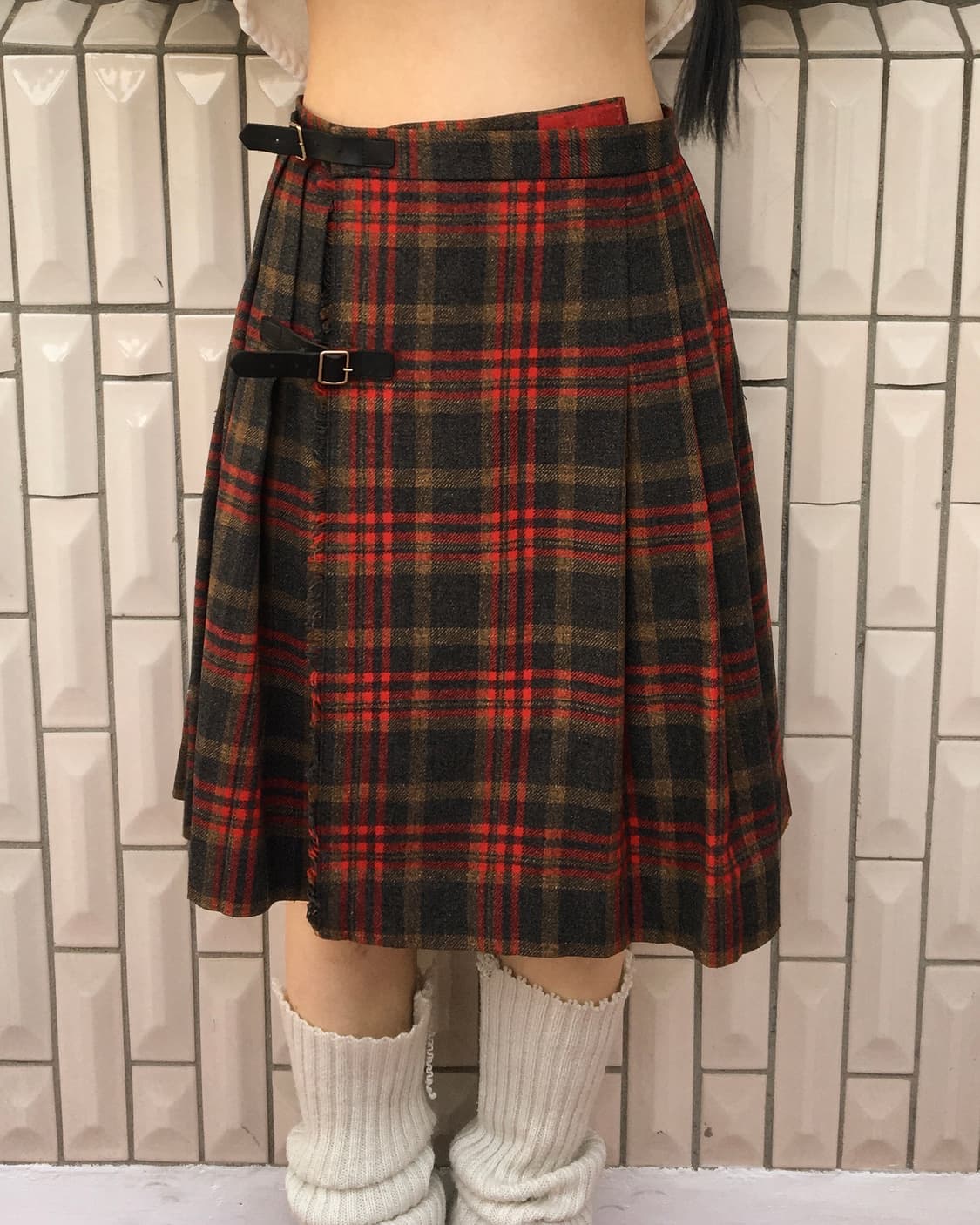 Belted wrap woolen skirt 상품이미지4