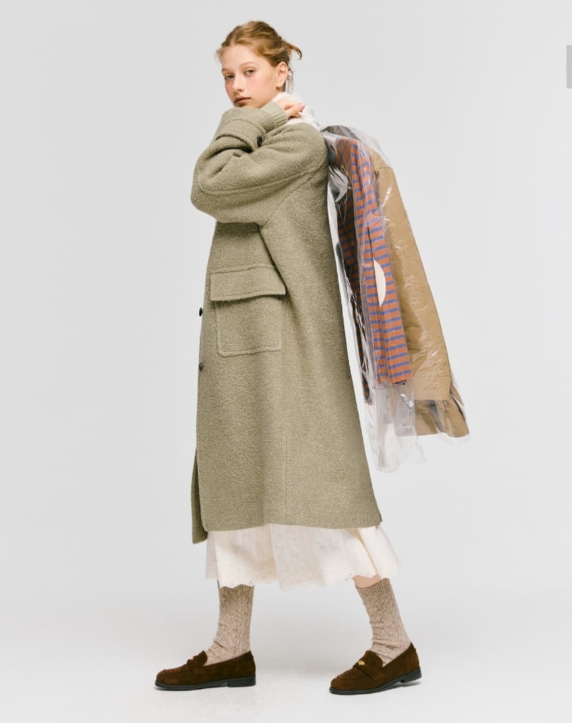 드파운드 부클 롱 발마칸 코트 카키베이지 상품이미지2