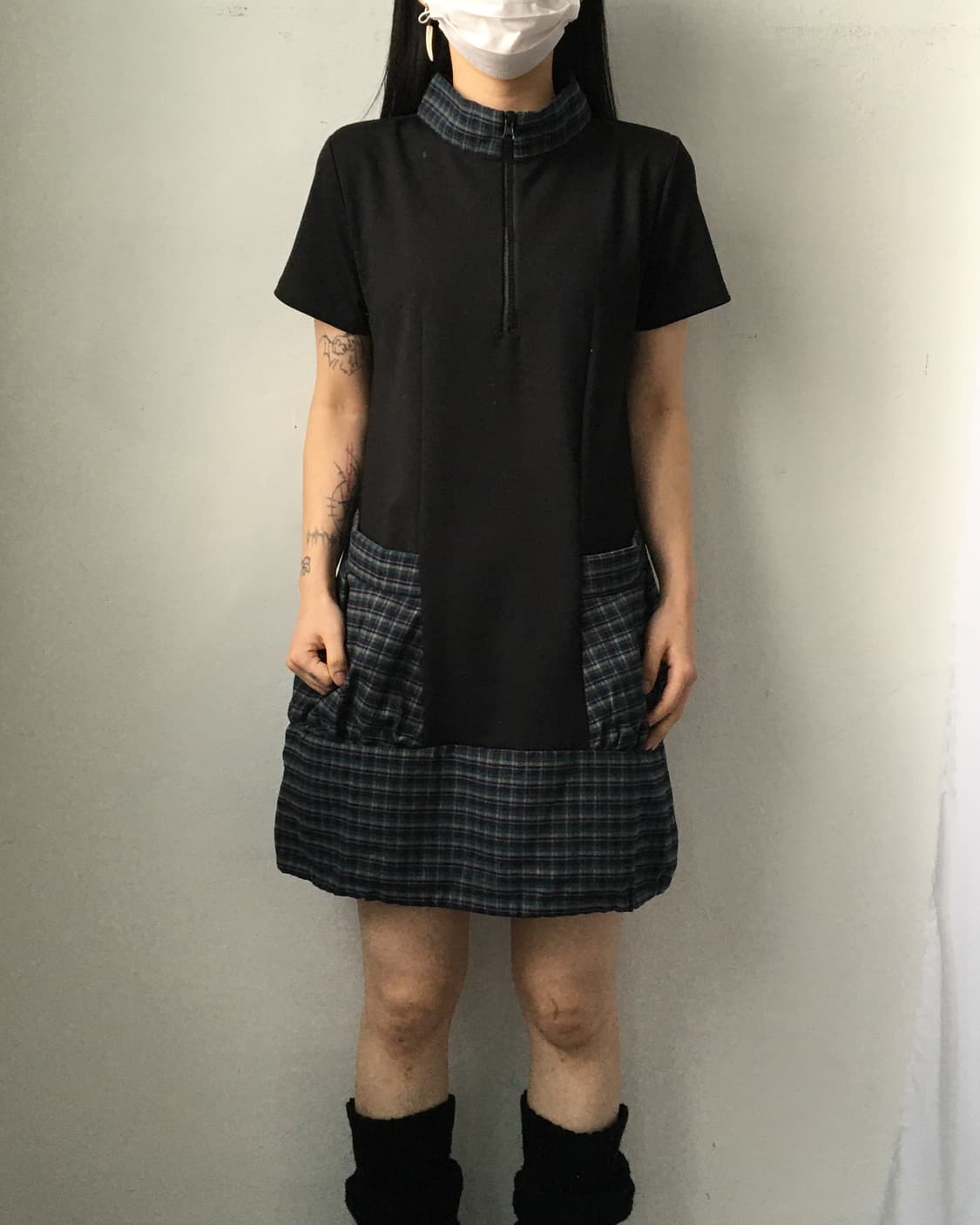 Check pattern layer point high neck onep 상품이미지7