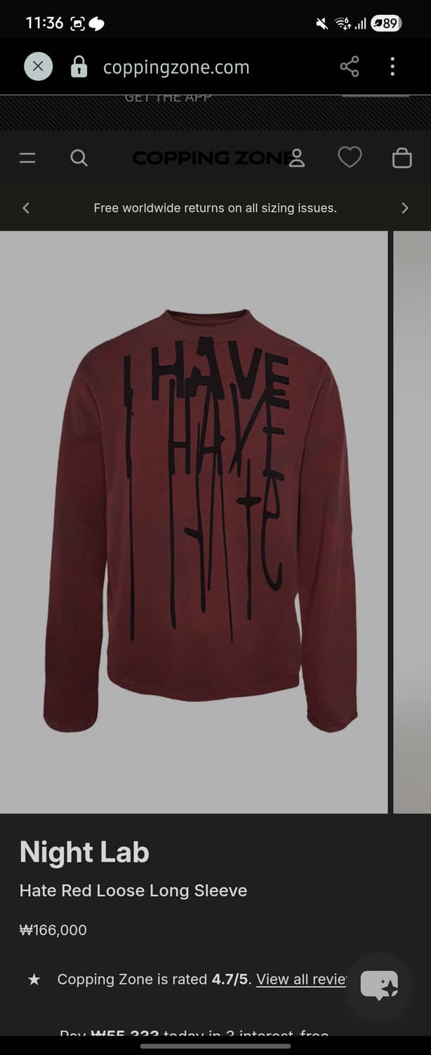 night lab 빈티지 레드 롱슬리브 상품이미지1