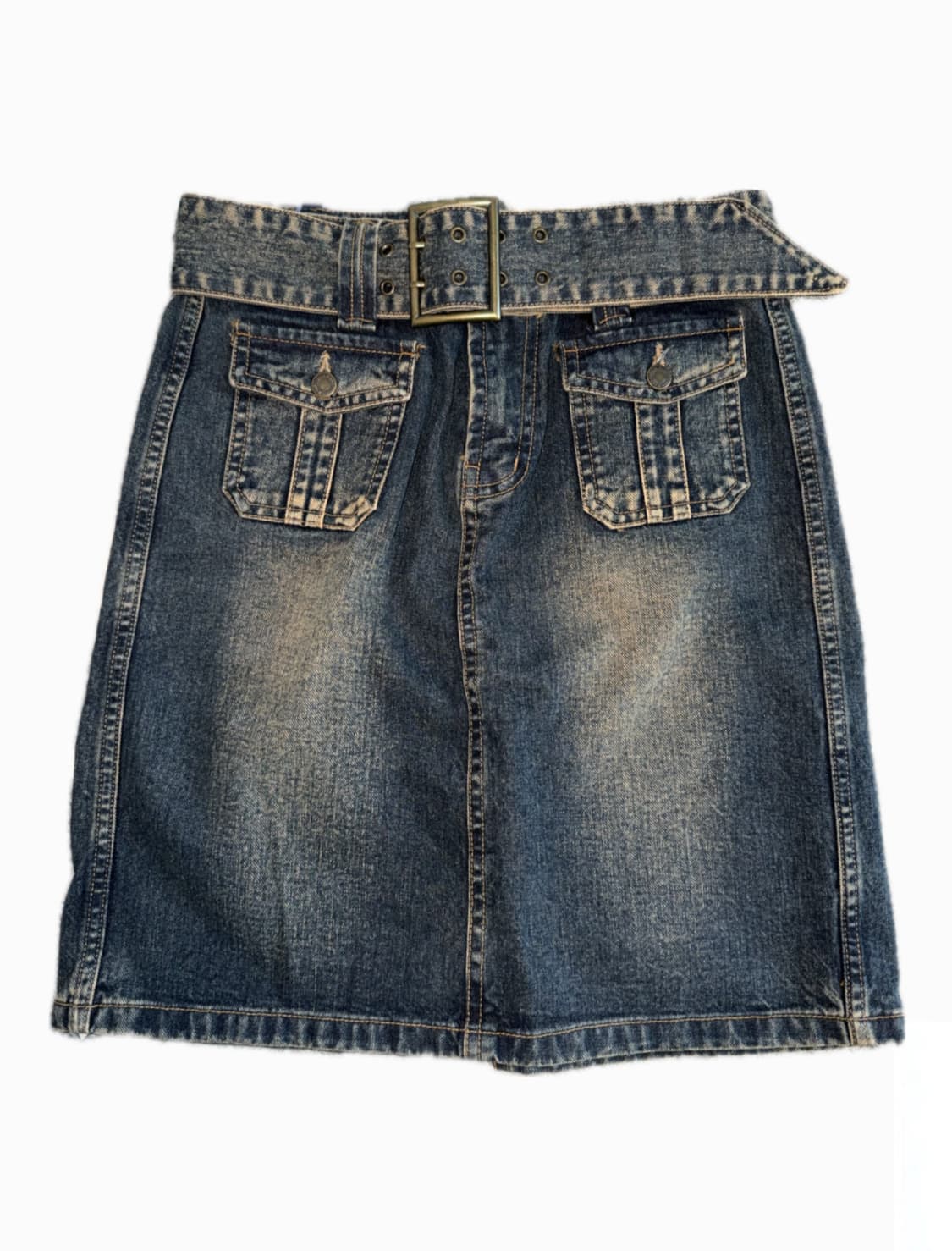 !Vintage!빈티지 옐로우 워싱 미디 청스커트 상품이미지1