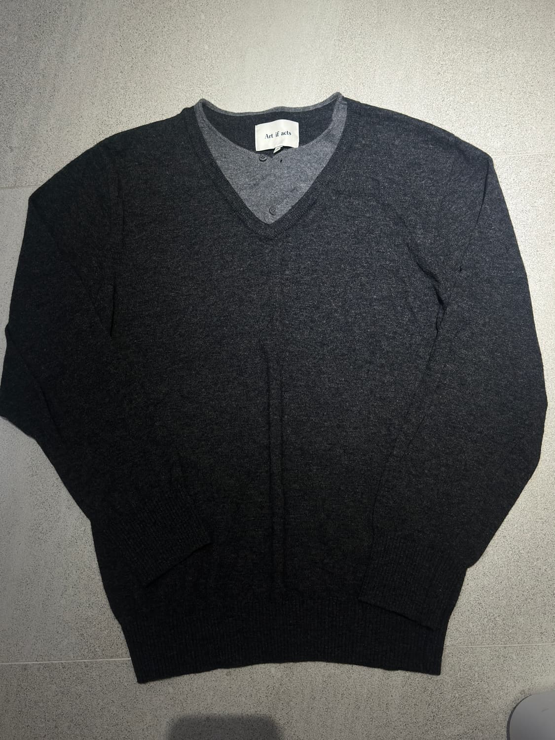 [m] 아트이프액츠 헨리넥 니트 차콜/라이트그레이 상품이미지2