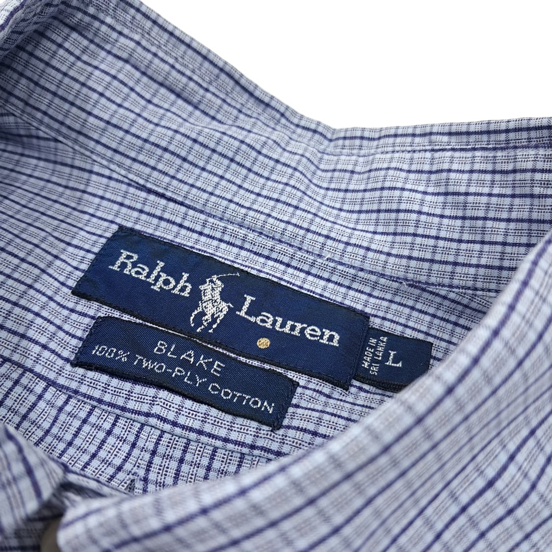 CL682 L 폴로 90s 코튼 마이크로체크 블루 셔츠 남방 상품이미지3