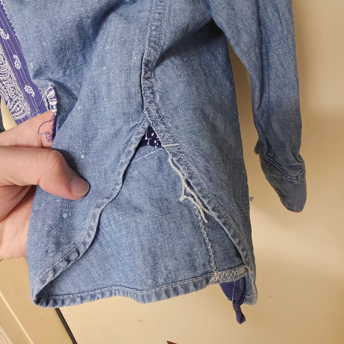 [L] 칼오라인 반다나 패치워크 샴브레이 워크셔츠 Cal O Line 상품이미지5