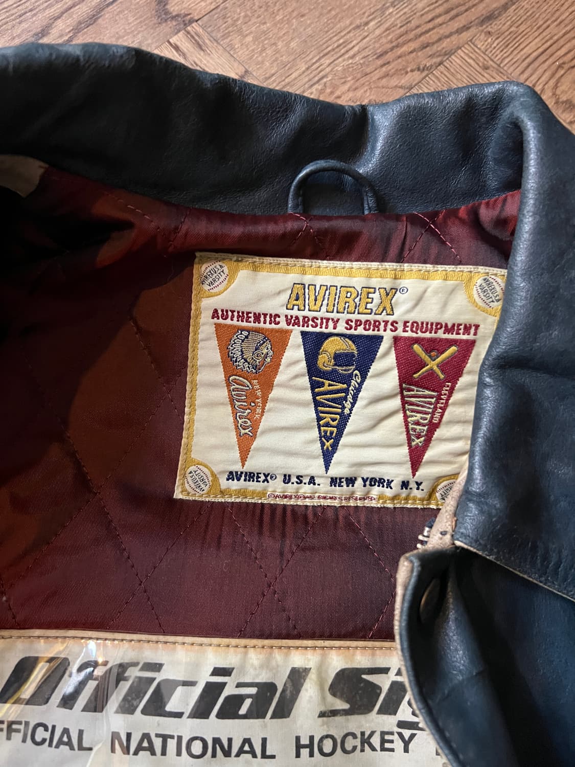 [M]90's AVIREX USA 아비렉스 올스타 레더 바시티 자켓 상품이미지6