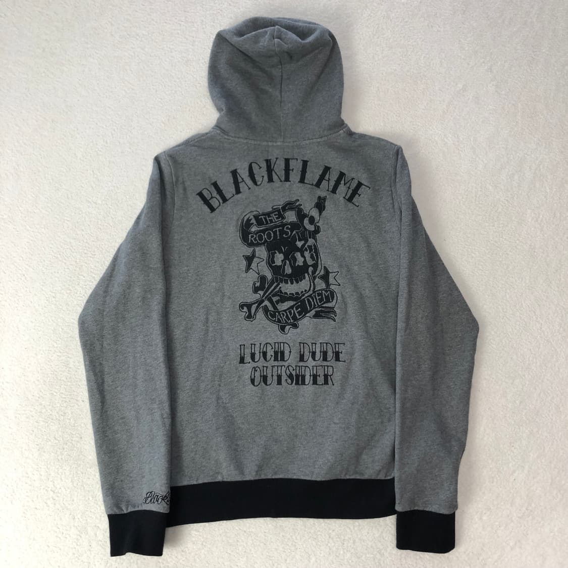 블랙프레임 스컬 프린팅 후드티  상품이미지2