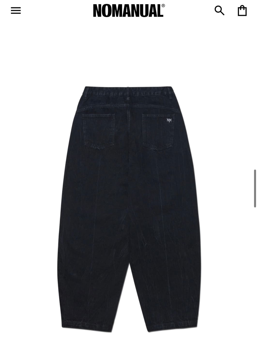 노매뉴얼) C.W WIDE DENIM PANTS Washed Black 상품이미지4