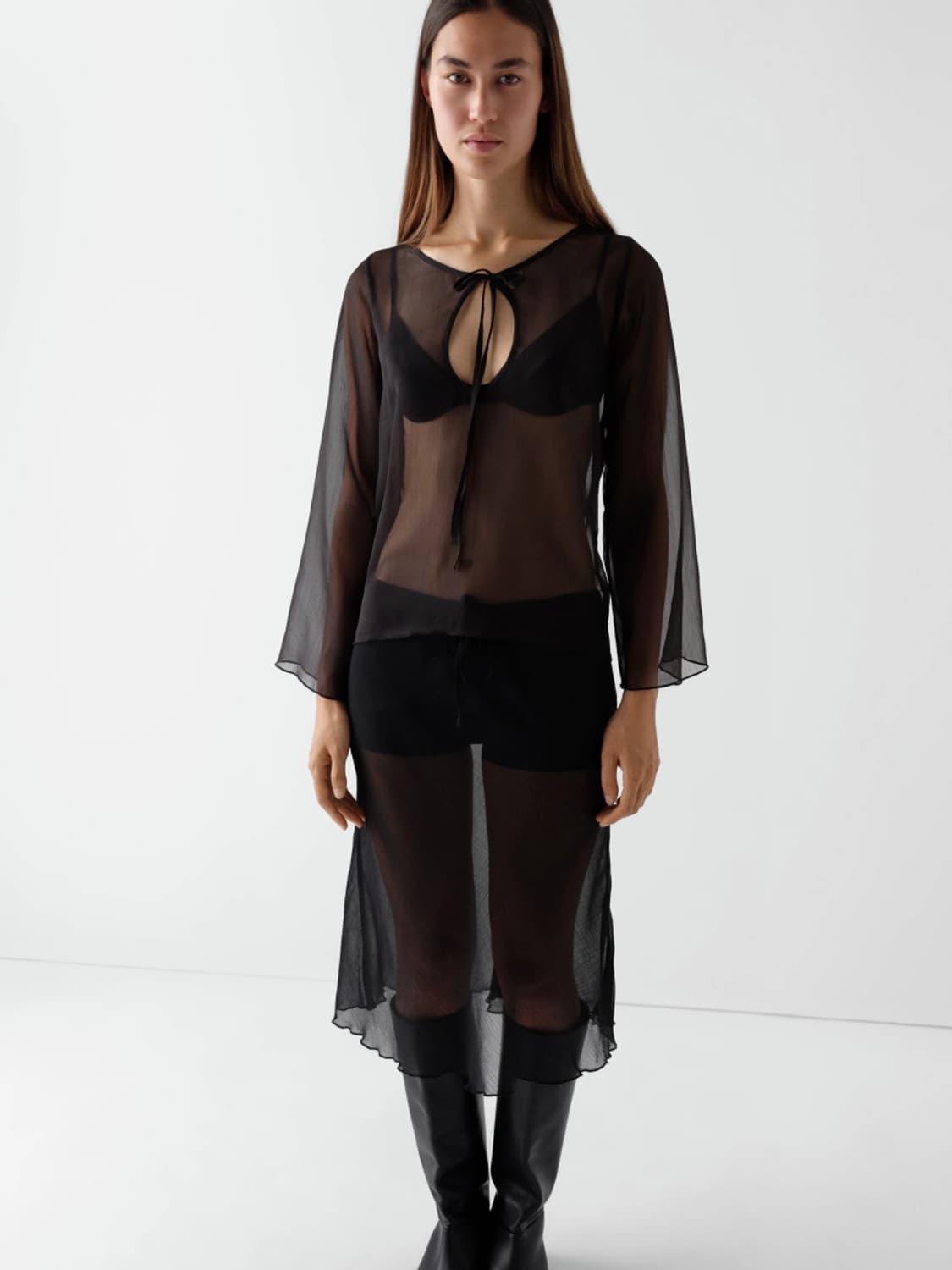 [XS,S,M]기마구아스 Bahia 시어 스커트/블랙 상품이미지5