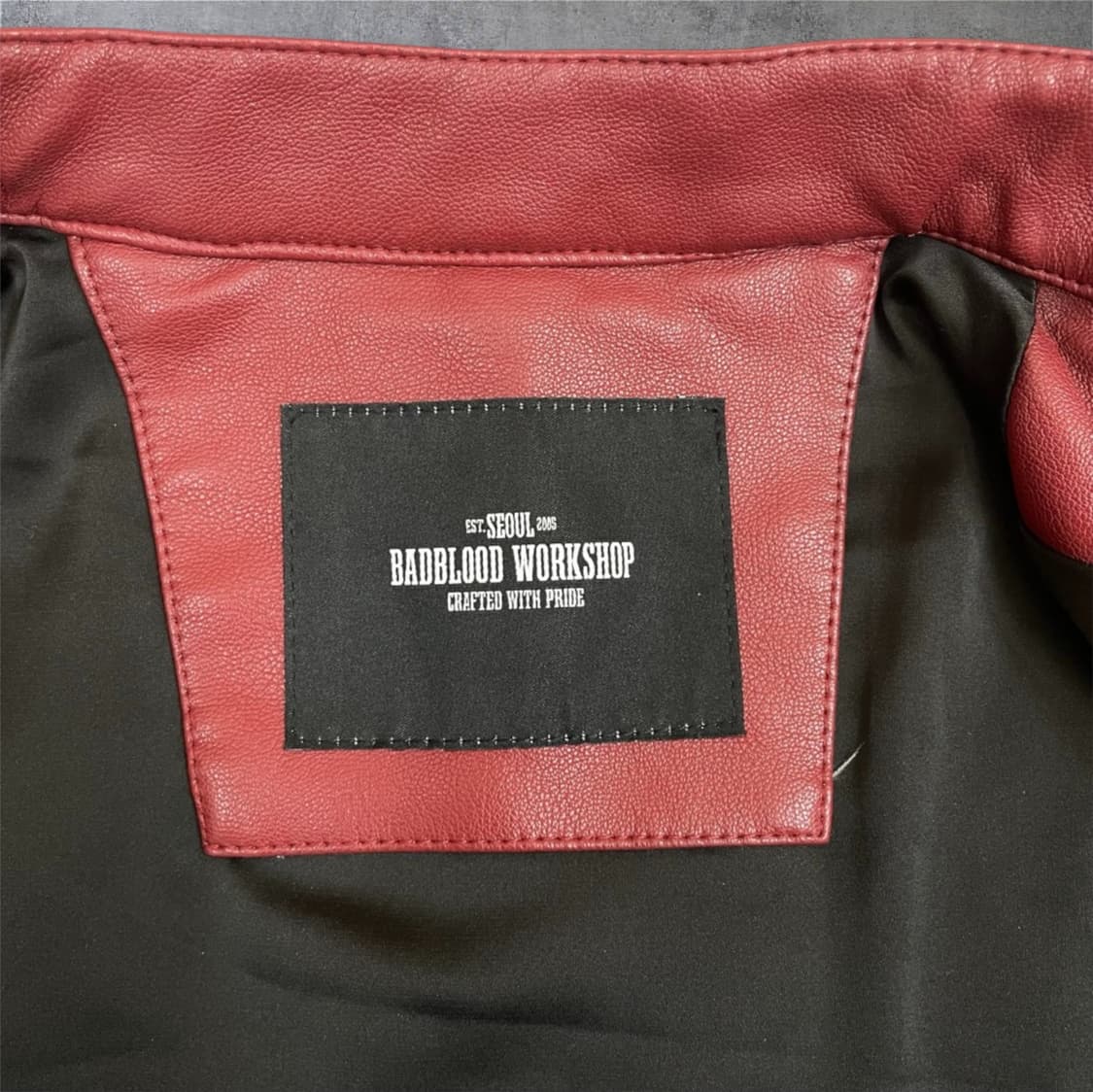 배드블러드 Badblood 레드 빅터 크롭 레더 레이싱자켓 S 상품이미지3