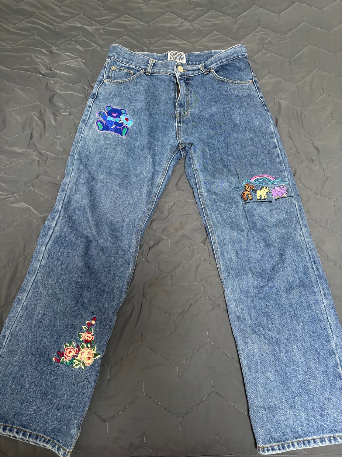 유쓰배쓰 youthbath 20fw 베어 그래픽 팬츠 블루 L 상품이미지1