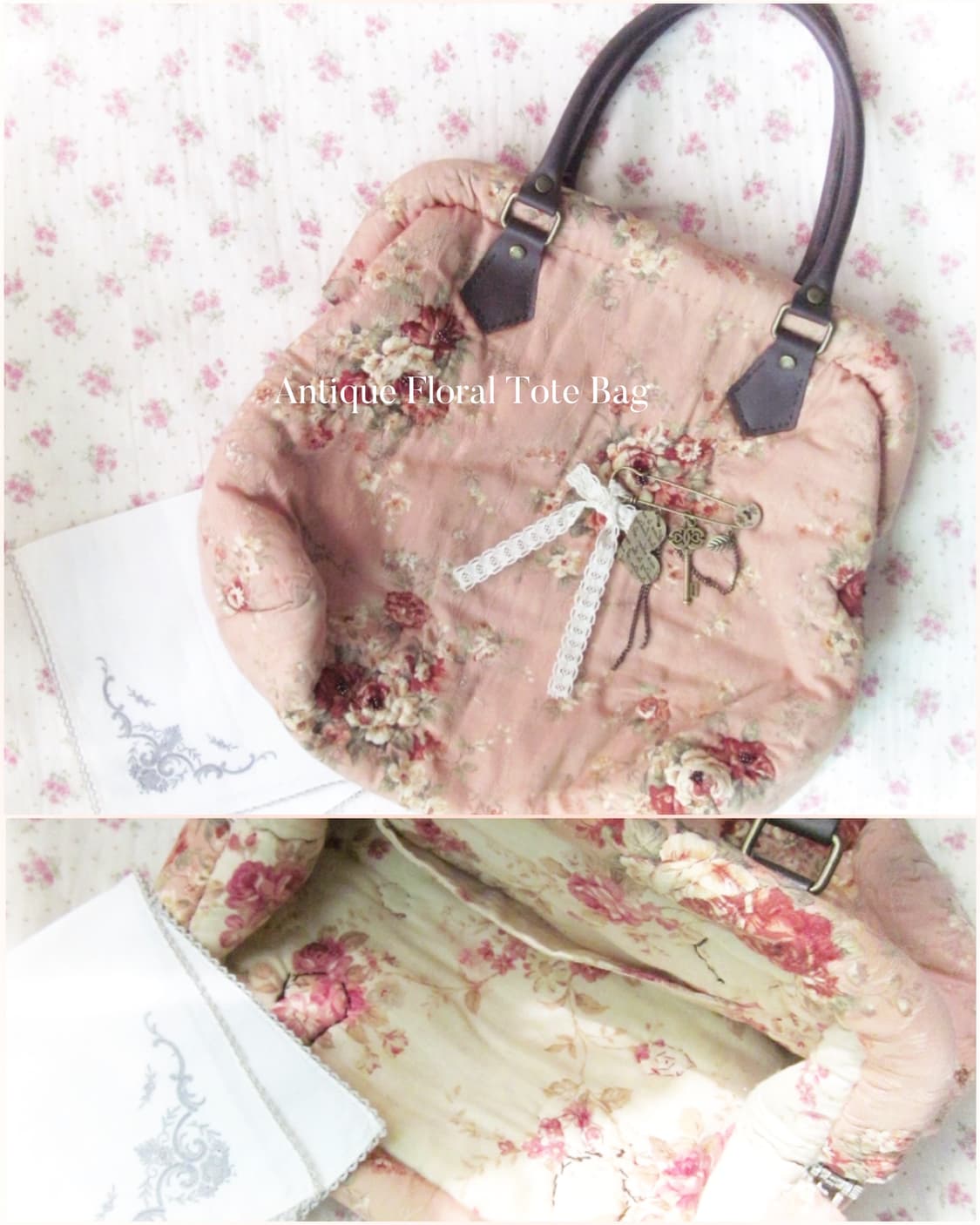 앤틱 플로랄 퀼팅 토트백 상품이미지1
