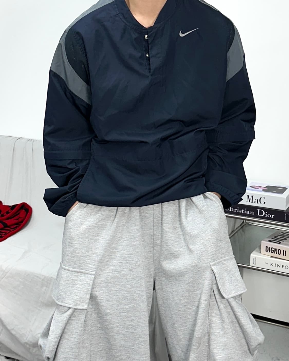 나이키 스우시 네이비 그레이 웜업 L 상품이미지1