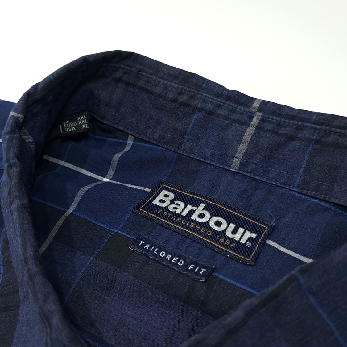 CL746 XL 바버 네이비 클래식 타탄 체크 네이비 셔츠 남방 상품이미지3