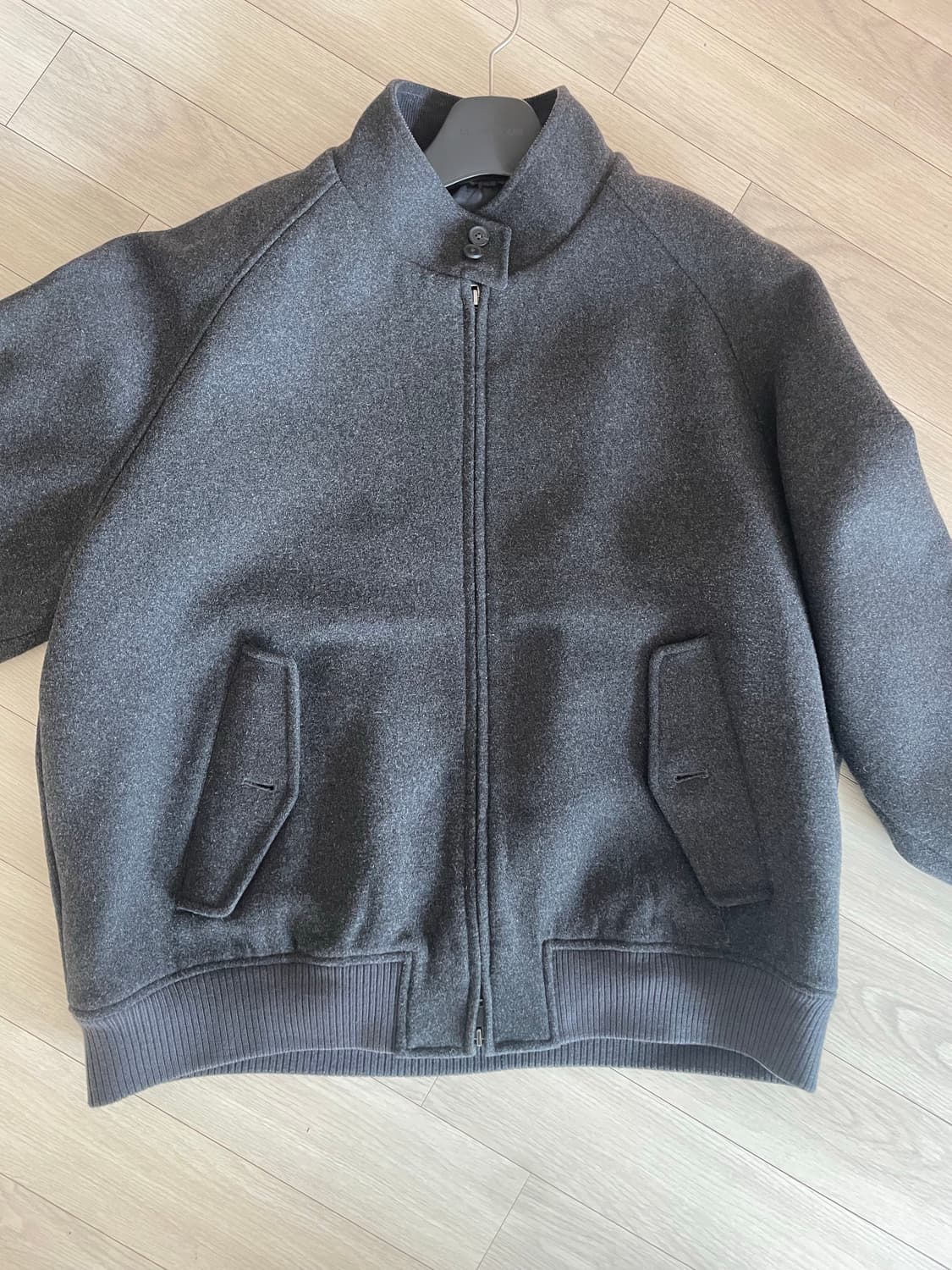 무탠다드 울 블렌드 해링턴 자켓(차콜, XXL) 상품이미지2