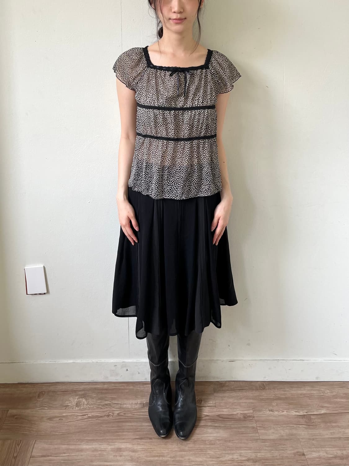 SONIA RYKIEL 셔링 블랙 스커트 상품이미지8