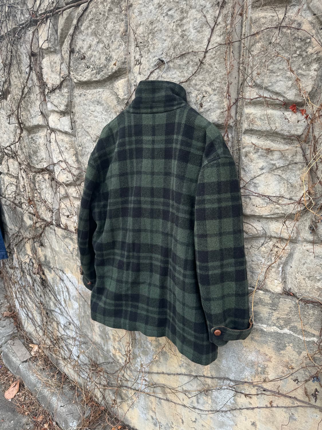 80s 브룩스브라더스 빈티지 타탄체크 레더 코트 자켓 상품이미지4