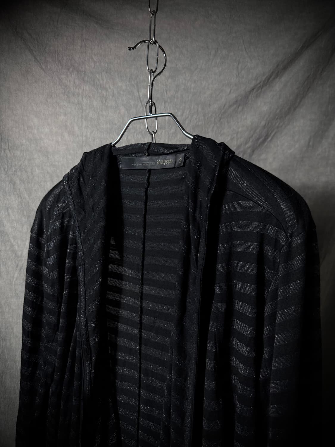 SCHÜSSEL Stripe Draped Hooded Cardigan 상품이미지4