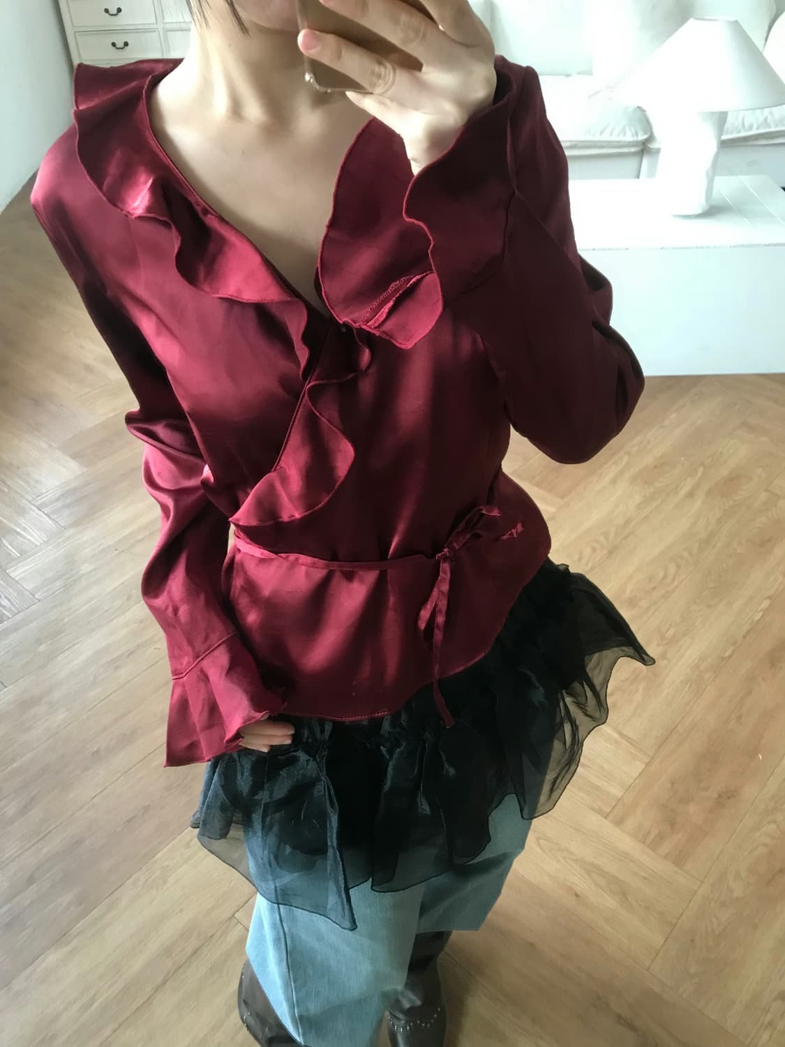 vintage wrap frill blouse 상품이미지2