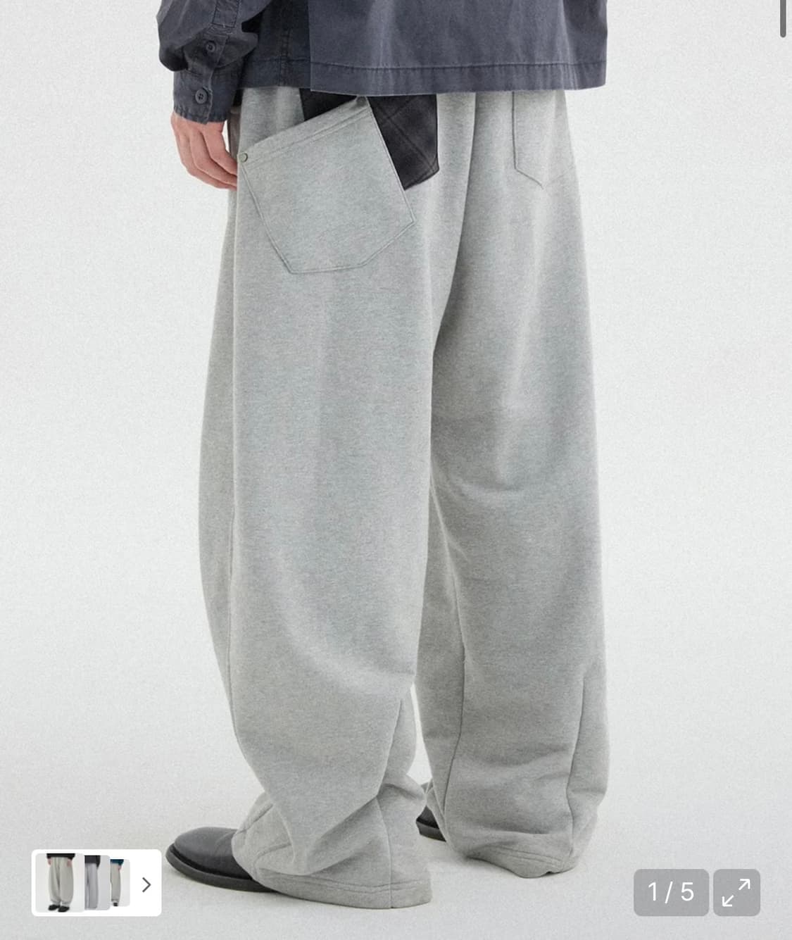 후브스 체크포켓 커브드 스웻팬츠[멜란지그레이] M 상품이미지1