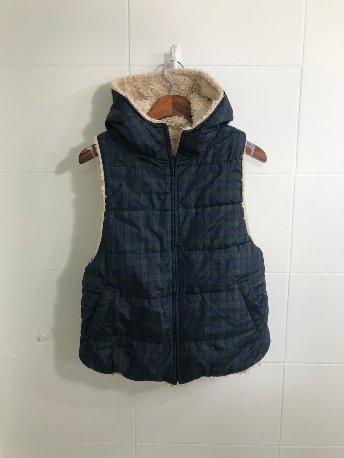 그린체크 모리걸 프레피 패딩조끼 코디세트 상품이미지4