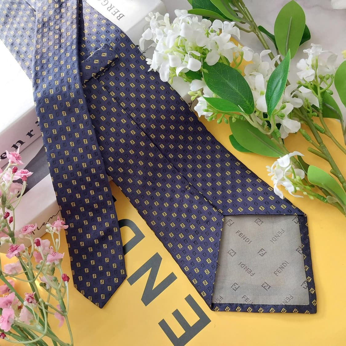 펜디 실크 네이비 FF 주카 로고 넥타이 10.5cm A+등급 K1543 상품이미지6