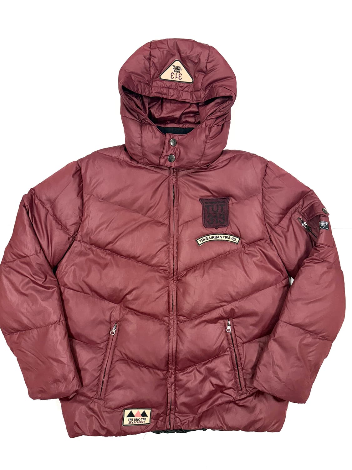 버건디 스트릿 패치 덕다운 자켓 상품이미지1