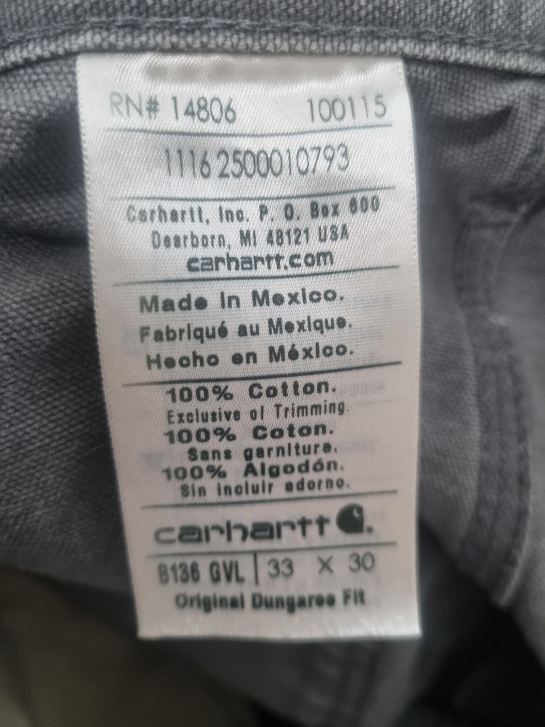 칼하트 더블니 카펜터 팬츠 B136 GVL 33X30 상품이미지9